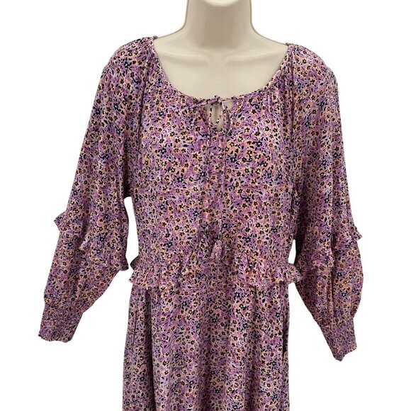 Vintage Thought Womens Prairie Ruffle Balloon Sleeve Pockets Maxi Dress Size 8 - Picture 3 of 15